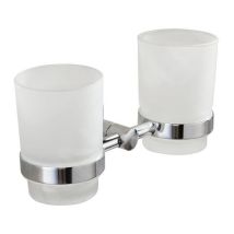 Samba - Porte-verre double, chrome/verre lait SB105 - Aqualine