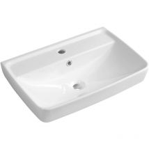 Aqualine - Sanitärkeramik - Waschtisch 60x40 Cm, Mit Überlauf, Hahnloch, Weiß Tu0351