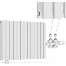 Aquamarin - Radiador - Horizontal, 600x886x69mm, Plano, Doble, 26 Columnas, Válvula Termostática, Acero, Blanco - Calefactor Baño, Pared,