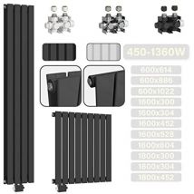 Aquamarin - Radiador - Vertical, 1600 x 304 x 69 mm, Panel Plano Doble, 8 Columnas, Acero, Antracita - Calefactor Baño, Pared, Calefacción,