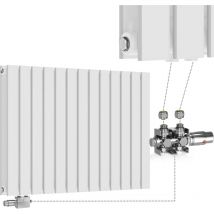 Aquamarin - Termosifone - Orizzontale, Valvola Termostatica, 600x886x69 mm, Acciaio, Doppio Strato, 26 Colonne, Bianco - Termosifoni Moderni,