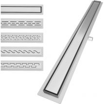 Aquamarin - Scarico Doccia a Pavimento - con Sifone, Acciaio Inox, Scarico Rapido, Antiodore, Regolabile, Lineare, Rettangolare, 100 cm, 2in1