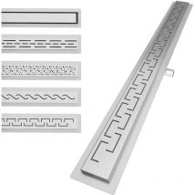 Aquamarin - Scarico Doccia a Pavimento - con Sifone, Acciaio Inox, Scarico Rapido, Antiodore, Regolabile, Lineare, Rettangolare, 70 cm, Stile Greco
