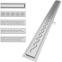 Aquamarin - Scarico Doccia a Pavimento - con Sifone, Acciaio Inox, Scarico Rapido, Antiodore, Regolabile, Lineare, Rettangolare, 70 cm, Stile Onda