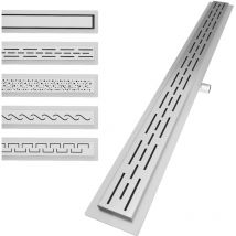 Aquamarin - Scarico Doccia a Pavimento - con Sifone, Acciaio Inox, Scarico Rapido, Antiodore, Regolabile, Lineare, Rettangolare, 90 cm, Fessura