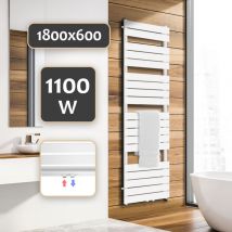 Aquamarin - Secador de Toallas de Baño - De Pared, 1800x600, Agua Caliente, Acero, Vertical, Entrada Central o Lateral, Blanco - Radiador de Baño,
