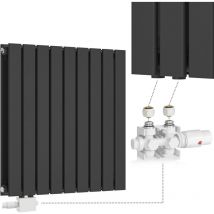 Aquamarin - Termosifone - Orizzontale, Valvola Termostatica, 600x614x69 mm, Acciaio, Doppio Strato, 18 Colonne, Antracite - Termosifoni Moderni,