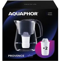 Aquaphor - Filtro acqua Provence nero con 2 filtri A5 con caraffa in magnesio, per 4,2 l, grande fiIter dell'acqua in effetto vetro, riduce il
