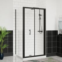 Aquariss - Bifold Shower Door+Side Panel Black 1000x760