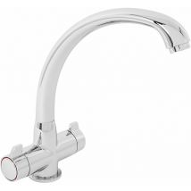 Dual Lever Kitchen Sink Mixer Taps Monobloc Swivel Spout Chrome Brass Kitchen Faucet Double Handles - Aquariss