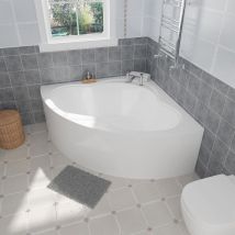 Modern Corner Acyrlic Bath Back to Wall Bathtub White 1350x1350mm Right Handed - Aquariss