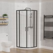 Aquariss Quadrant Shower Enclosure 6mm Easy Clean Glass Sliding Shower Cubicle Door Corner Wet Room Matte Black 760x760x1900mm