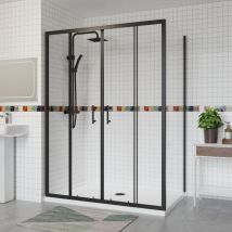 Aquariss - Double Sliding Shower Door+Side Panel 1500x800 Black