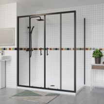 Aquariss - Double Sliding Shower Door+Side Panel 1600x700 Black