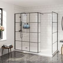 Aquariss 900+1400 Wetroom Screen+215 Return Panel Black Grid