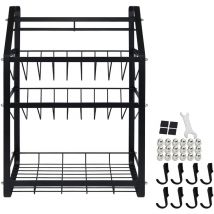Aquarium-Kühler Kühlgebläse Gewürzregal 4 Etagen Küchenregal aus Metall mit 8 Haken Ohne Bohren Spice Rack Küchenarbeitsplatte Organizer Hengmei