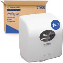 Kimberly Clark Aquarius Slimroll Dispenser di asciugamani a rotolo 7955, Installazione a parete, strappi a strappo, Bianco