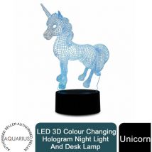 Aquarius - led 3D Colour Changing Hologram Night Light and Desk Lamp - Unicorn