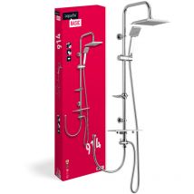 'aquasu Basic Duschsystem 914 Ø 7,5 Cm Handbrause Mit Regenstrahl Ø 20 X 20 Cm Kopfbrause Anti-kalk Wassersparend 95 Cm Duschstange Metall-