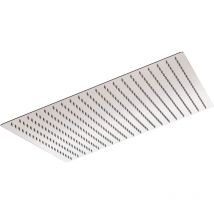 Aquasu - Offertio - Soffione doccia con 1 getto, quadrato, cromato, 50 x 50 cm, con giunto sferico, gommini anticalcare, filettatura standard: 1/2,