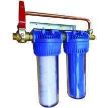 Aquawater - Filtre double avec cartouches de filtration anticalcaire anticorrosion 24 mois