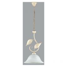 Araña colgante de hierro Ivory Gold una luz cristal de alabastro Blanco 30x h50 cm