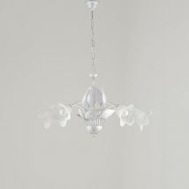 Bonetti Illumina - Araña de hierro blanco plata cinco luces Alabastro Cristal blanco 68x h43 cm