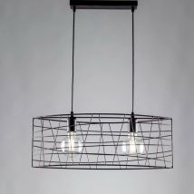 Araña de suspensión industrial en hierro Cobre Negro con dos luces 61x h25 cm