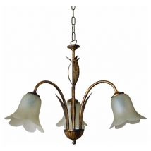 E-energy - Araña de 3 luces con estructura marrón y cristal opaco, casquillo E14.