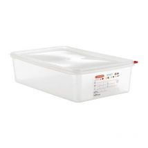 Araven - 03354 pp contenitore per alimenti con coperchio, gn 1/1, 13.7 l, 100 mm, manico (confezione da 4),