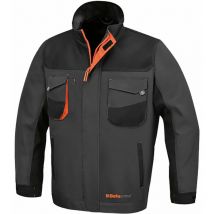 Beta Arbeitsjacke 7909G – T/C-Canvas – 65 % Polyester, 35 % Baumwolle – Verstellbare Bündchen – Graue Farbe mit orangefarbenen Einsätzen