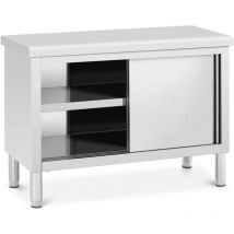 Arbeitsschrank Edelstahl 120 x 50 cm Edelstahltisch Schiebetüren Gastro 3 Ebenen
