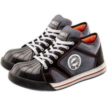 Arbeitsschuhe SB SRA – Textilstoff – Schwarz/Jeans/Orange/Weiß – Größe 44 – rutschfest – Stahlkappe – ergonomisch