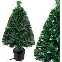 Rbol de navidad con luz de 64cm de fibra óptica Decoración multicolor con 9 efectos de luces - Casaria