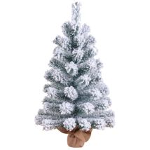 Mini Árbol De Navidad Nevado Boreal Con Base De Yute 60cm Dayron