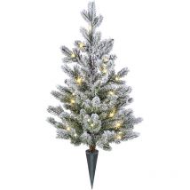Webmarketpoint - rbol de Navidad Nevado Portátil con Luces Micro led 60 cm de Alto x 36 cm de Diámetro