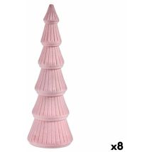 Rbol de Navidad Terciopelo Rosa Madera 12 x 34,5 x 12 cm (8 Unidades) - Krist+