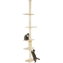 Rbol para gatos de suelo a techo 225-275 cm árbol rascador para gatos torre para gatos con múltiples plataformas sistema de antivuelco crema