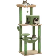 Pawz Road - Arbre À Chat En Bois, Tour De Chat Moderne, Avec Griffoirs Sisal, Condo Confortable Et Grand Hamac, 143cm, Vert