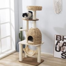 Arbre à chat 2 nid Tissé à la main hauteur 147cm avec colonne Griffoir