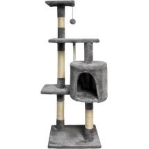 Arbre a chat - 40 x 40 x 110 cm Paloma Gris foncé - 3 plateformes, 1 corde, 1 niche , poteaux a griffer