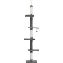 Pawz Road - Arbre À Chat Du Sol Au Plafond, 5 Niveaux Avec Poteaux Griffoirs En Sisal, Hauteur Réglable 238-275cm, Gris