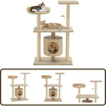 Arbre à chat avec griffoirs en sisal 95 cm Beige - Arbre à Chat - Meuble Pour Chat - Jouets Pour Chat - Griffoir - Plateforme Chat