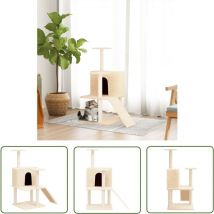Echoo - The Living Store Arbre à chat avec griffoirs en sisal Crème 109 cm - Arbre à Chat - Meuble Pour Chat - Tour à Chat - Griffoir Chat - Chaton