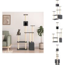 Arbre à chat avec griffoirs en sisal Gris foncé 180 cm - Arbre à Chat - Tour Pour Chat - Meuble Pour Chat - Griffoir Chat - Maison Pour Chat