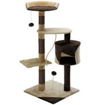 Arbre à Chat 112 cm tour poteaux en sisal à gratter 3 plateformes panoramiques grotte balles de jeu meuble Brun - beige - Cadoca
