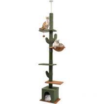 Arbre à chat, cadre d'escalade extensible, Tour de Chat moderne avec 4 étagères, plateformes, pour hauteur de plafond de 242 à 275 cm, tour à
