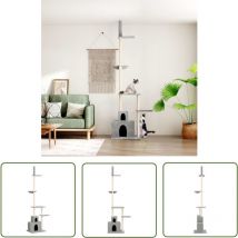 Werwing - The Living Store Arbre à chat du sol au plafond Gris clair 250,5-276,5 cm - Arbre à Chat - Arbre à Chat Multi Niveaux - Meuble Pour Chat