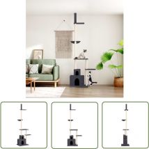 Decdeal - The Living Store Arbre à chat du sol au plafond Gris foncé 250,5-276,5 cm - Arbre à Chat - Meuble Pour Chat - Griffoir Chat - Jouet Chat