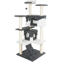 Arbre à chat gris / blanc 130cm Arbre d'escalade Arbre de grattage Jeu Chats